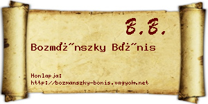 Bozmánszky Bónis névjegykártya